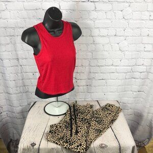 Rachel Zoe Joggers Women’s Size Medium animal print PLUS Love J crop top